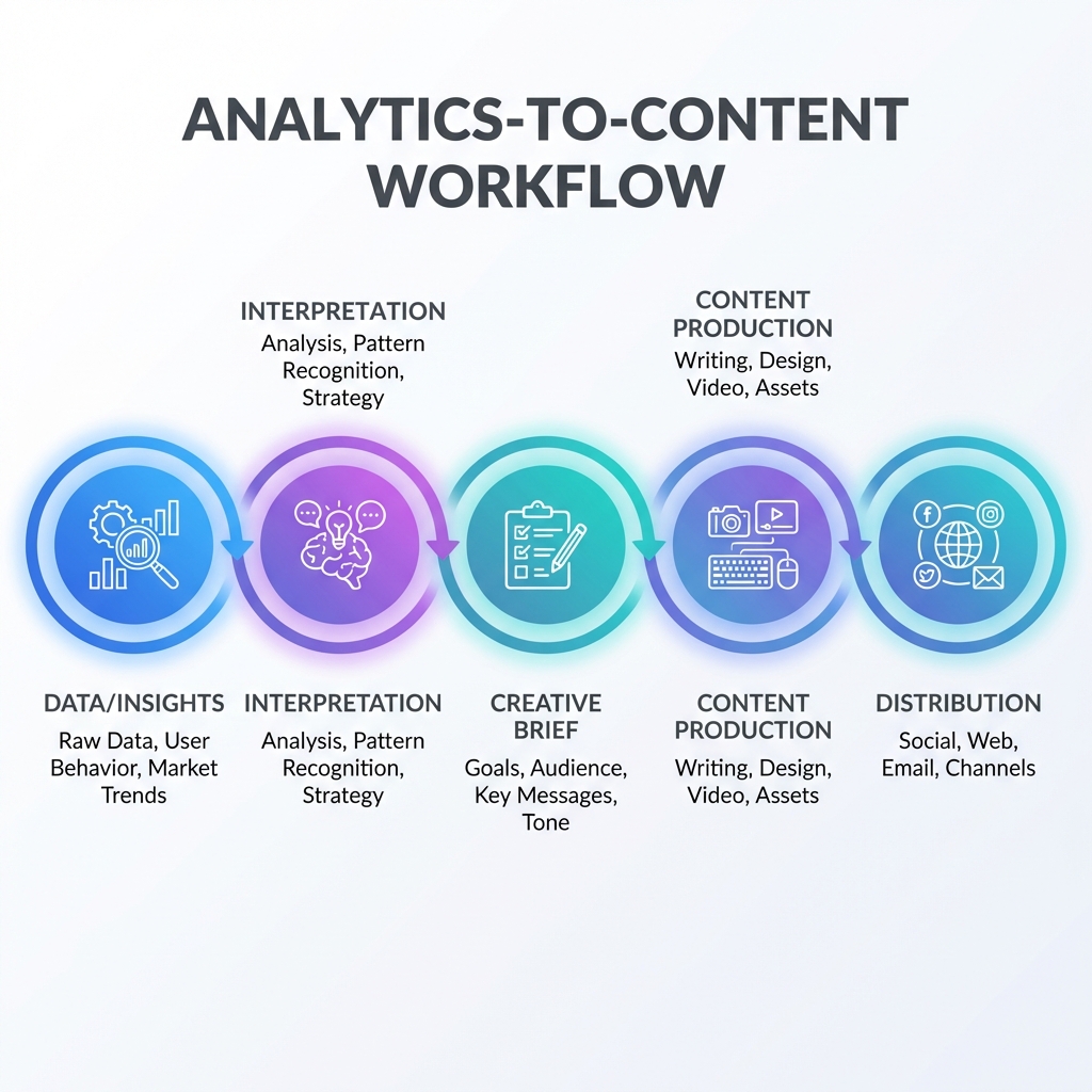 Diagram showing the analytics-to-content workflow