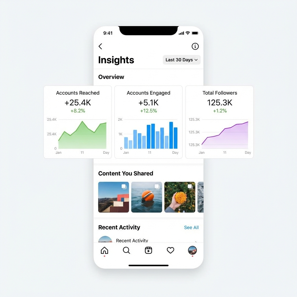 Screenshot of the Instagram Insights dashboard main screen